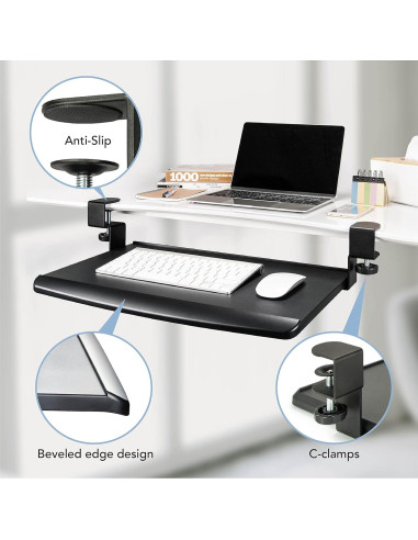 Bandeja de Teclado Ajustable EHO 20" Ergonómica para Escritorio