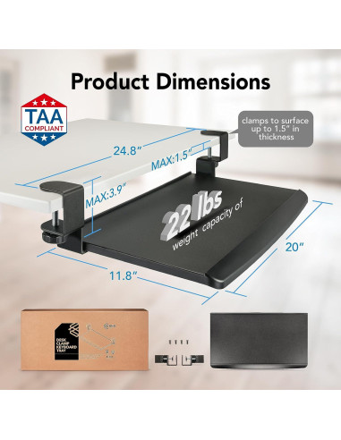 Bandeja de Teclado Ajustable EHO 20" Ergonómica para Escritorio