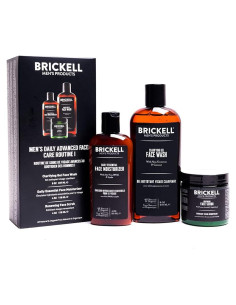 Set de Cuidado Facial para Hombres Brickell - Gel Limpiador, Exfoliante y Loción Hidratante