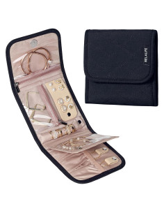 Organizador de Joyas de Viaje BELALIFE Plegable Negro 5 Compartimentos