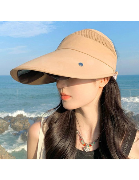Sombrero de Sol Grande con Gafas UV Ajustables para Mujeres