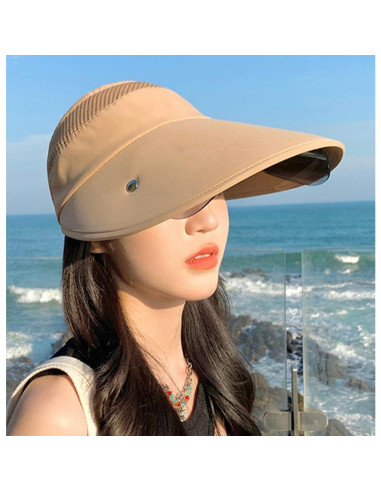 Sombrero de Sol Grande con Gafas UV Ajustables para Mujeres