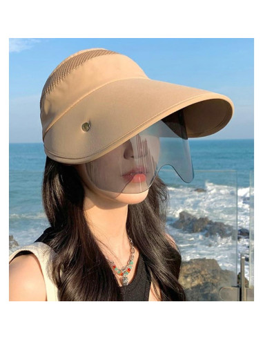 Sombrero de Sol Grande con Gafas UV Ajustables para Mujeres
