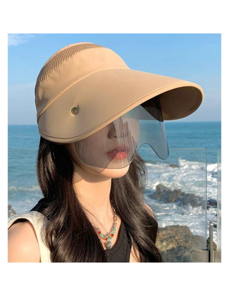 Sombrero de Sol Grande con Gafas UV Ajustables para Mujeres