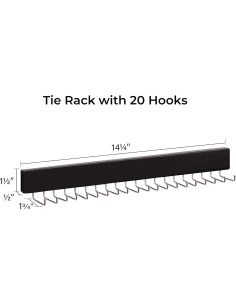 Soporte para Corbatas StorageWorks Negro con 20 Ganchos - 2 Piezas 2