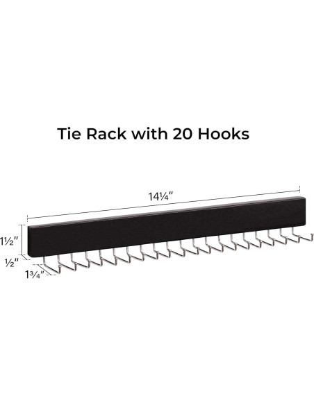 Soporte para Corbatas StorageWorks Negro con 20 Ganchos - 2 Piezas