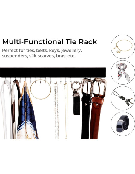 Soporte para Corbatas StorageWorks Negro con 20 Ganchos - 2 Piezas