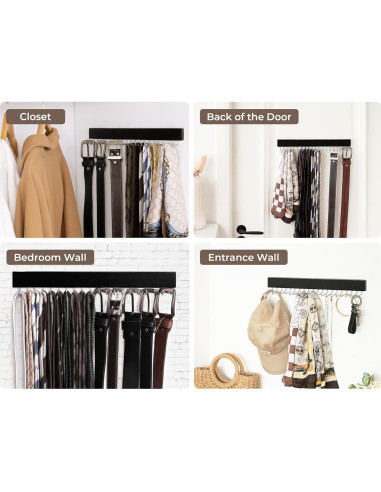 Soporte para Corbatas StorageWorks Negro con 20 Ganchos - 2 Piezas