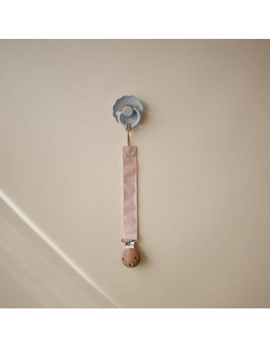 Clip de Chupete de Lino Mushie - Paquete de 2 Rosa/Cream