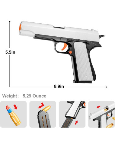 2 Pistolas de Juguete M1911 PISTOLAIFY con Dardos de Espuma