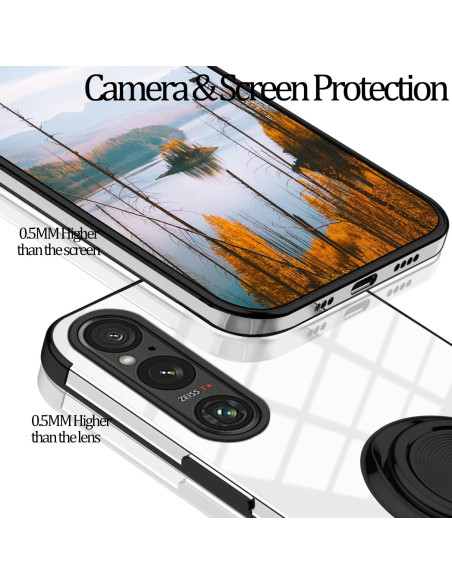 Funda Transparente con Soporte para Sony Xperia 1 VII - Negro Funda Transparente con Soporte para Sony Xperia 1 VII - Negro