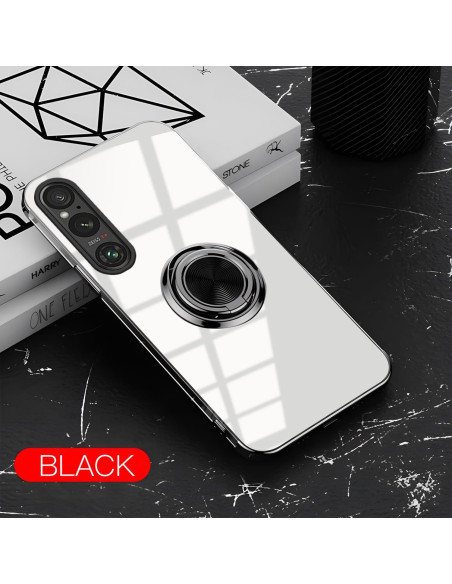 Funda Transparente con Soporte para Sony Xperia 1 VII - Negro Funda Transparente con Soporte para Sony Xperia 1 VII - Negro