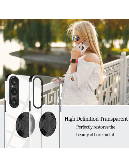 Funda Transparente con Soporte para Sony Xperia 1 VII - Negro Funda Transparente con Soporte para Sony Xperia 1 VII - Negro