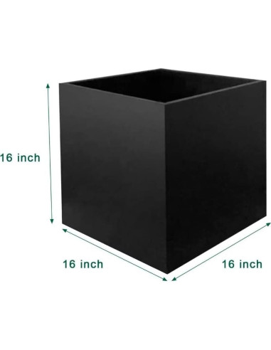 Maceta Cuadrada Negra GZGNEEVL 40.64 cm Acero Galvanizado