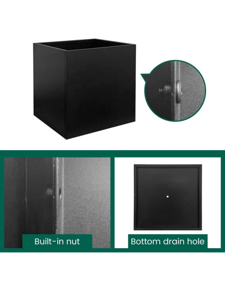 Maceta Cuadrada Negra GZGNEEVL 40.64 cm Acero Galvanizado Maceta Cuadrada Negra GZGNEEVL 40.64 cm Acero Galvanizado