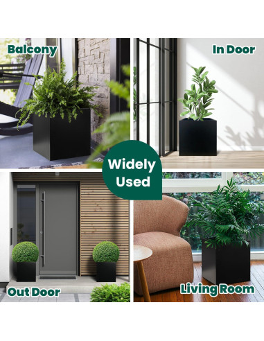 Maceta Cuadrada Negra GZGNEEVL 40.64 cm Acero Galvanizado