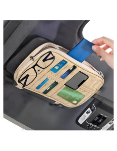 Organizador de Visera de Coche wedfish Beige Cuero PU Multifuncional