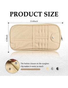 Organizador de Visera de Coche wedfish Beige Cuero PU Multifuncional 2