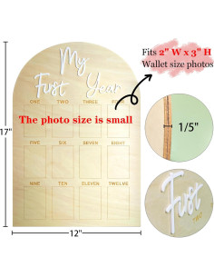 Tablero de Hitos de Cumpleaños Hongpar - Marco de Fotos 43x30.5cm 2