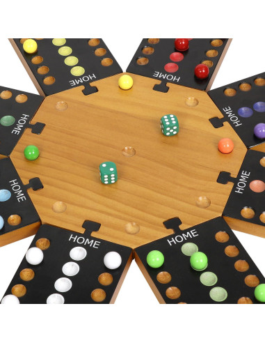 Juego de Mesa de Canicas Plusvivo de Madera para 6-8 Jugadores