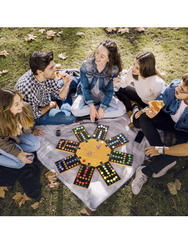 Juego de Mesa de Canicas Plusvivo de Madera para 6-8 Jugadores