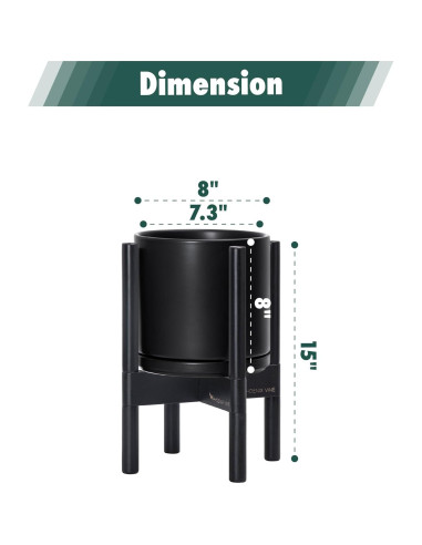 Maceta de Cerámica D'vine Dev 20 cm con Soporte Ébano
