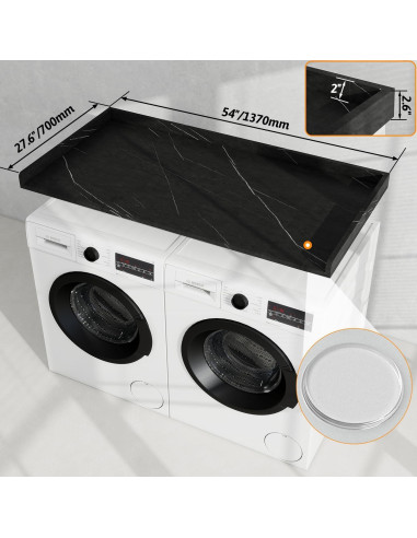 Encimera para Lavadora y Secadora Vomavex 70x137cm Mármol Negro