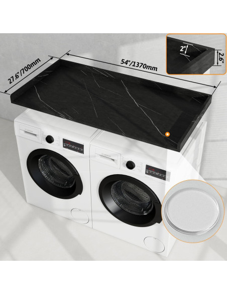 Encimera para Lavadora y Secadora Vomavex 70x137cm Mármol Negro