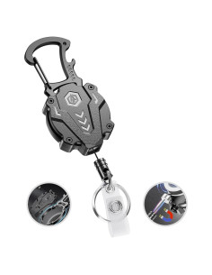 Llavero Retráctil Autonomier 31" Negro, Portatarjetas Táctico