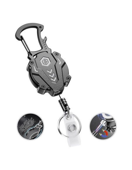 Llavero Retráctil Autonomier 31" Negro, Portatarjetas Táctico