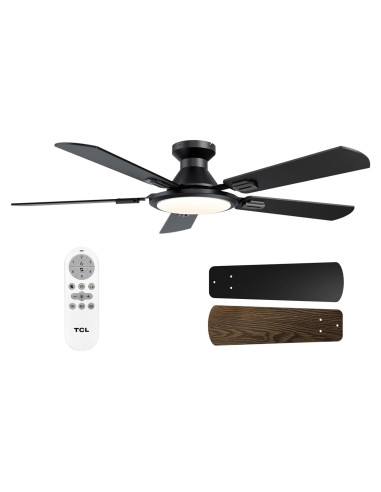 Ventilador de Techo TCL HFSB-60000AD 52" Negro con Luz LED y Control Remoto