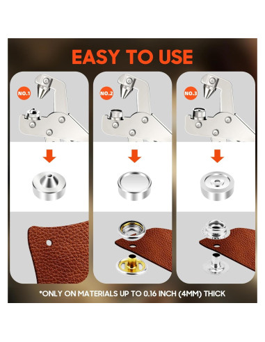 Kit de Sujetadores a Presión Toolhoper 300 Piezas 15mm Naranja