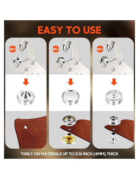 Kit de Sujetadores a Presión Toolhoper 300 Piezas 15mm Naranja