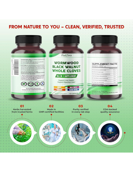 Suplemento Ajenjo PeakPury 150 Cápsulas - Salud Hepática y Digestiva