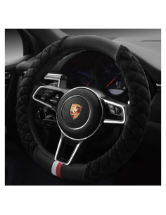 Funda de Volante Universal HAOKAY de Peluche Negro 37-38 cm