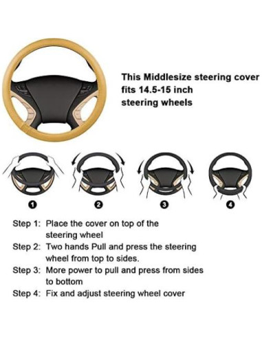 Funda de Volante Universal HAOKAY de Peluche Negro 37-38 cm