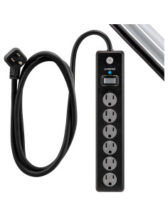 Protector contra sobretensiones GE 6 salidas 800 julios 1.83m negro 2