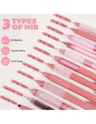 Juego de 12 bolígrafos de gel Tetragonal 0.5mm tinta negra