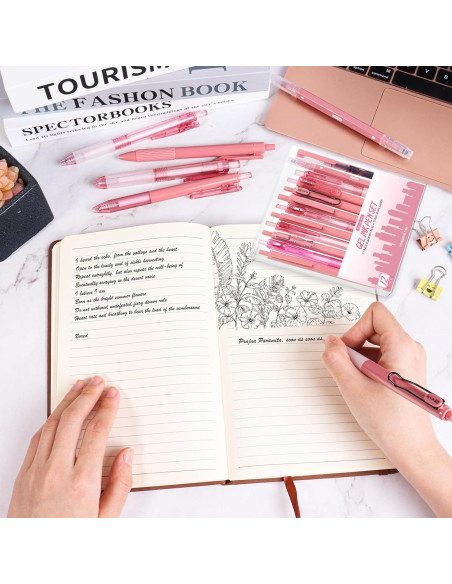 Juego de 12 bolígrafos de gel Tetragonal 0.5mm tinta negra