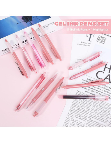 Juego de 12 bolígrafos de gel Tetragonal 0.5mm tinta negra