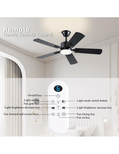 Ventilador de Techo Moderno FUMLTP 106.68 cm con Luz LED y Control Remoto