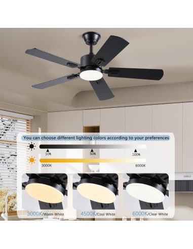 Ventilador de Techo Moderno FUMLTP 106.68 cm con Luz LED y Control Remoto