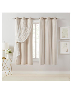 Cortinas Beige Blackout Bujasso 94x160 cm Doble Capa x2