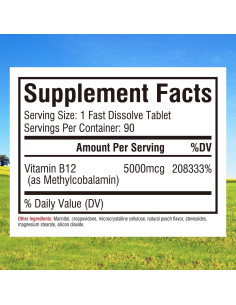 Vitamina B12 5000mcg Innate Vitality Sublingual Vegana 90 Tabletas 2