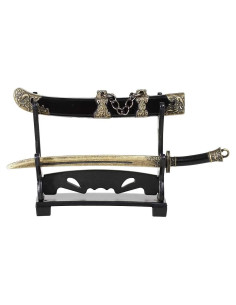 Mini Katana Llaveros con Soporte de Plástico - Negro