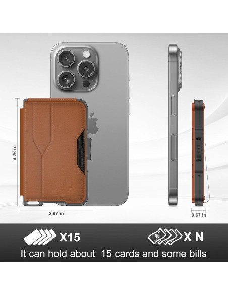 Billetera delgada Tizmuo marrón con bloqueo RFID y clip