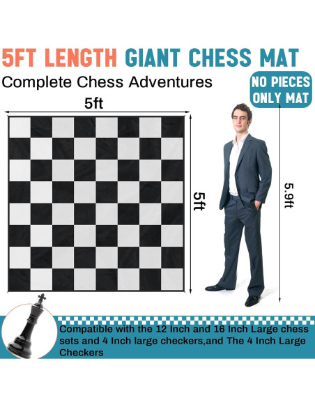 Alfombra de Ajedrez Gigante Yuxung 1.55x1.55m para Exterior