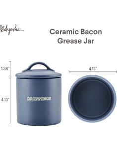 Tarro de Grasa de Tocino Ayesha Curry Cerámica 600ml Azul Ancla 2