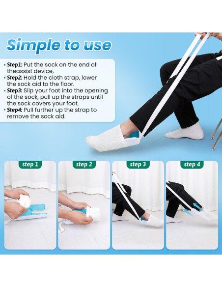 Dispositivo Asistente para Ponerse Calcetines Folklyzo Azul