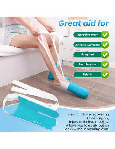 Dispositivo Asistente para Ponerse Calcetines Folklyzo Azul